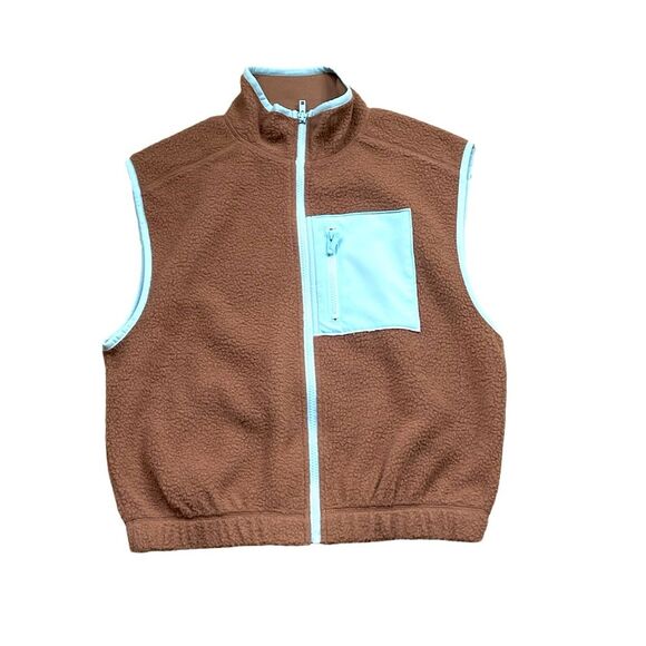 SO‎ Sherpa Vest Brown Full Zip Fleece Women's Juniors Size XS - Picture 1 of 6